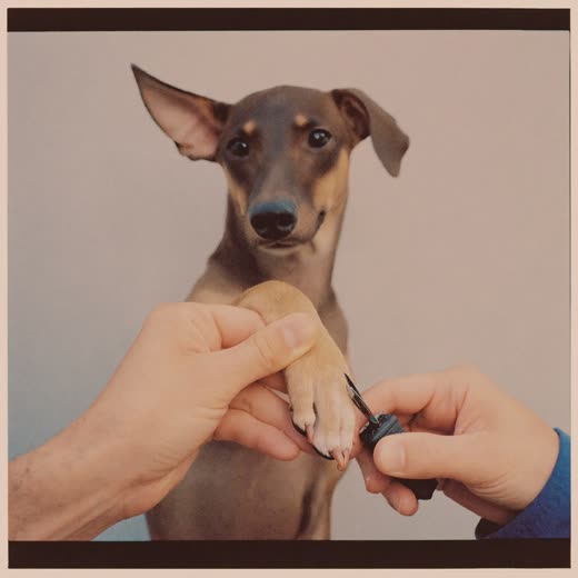 A dog's paw held for a nail trim